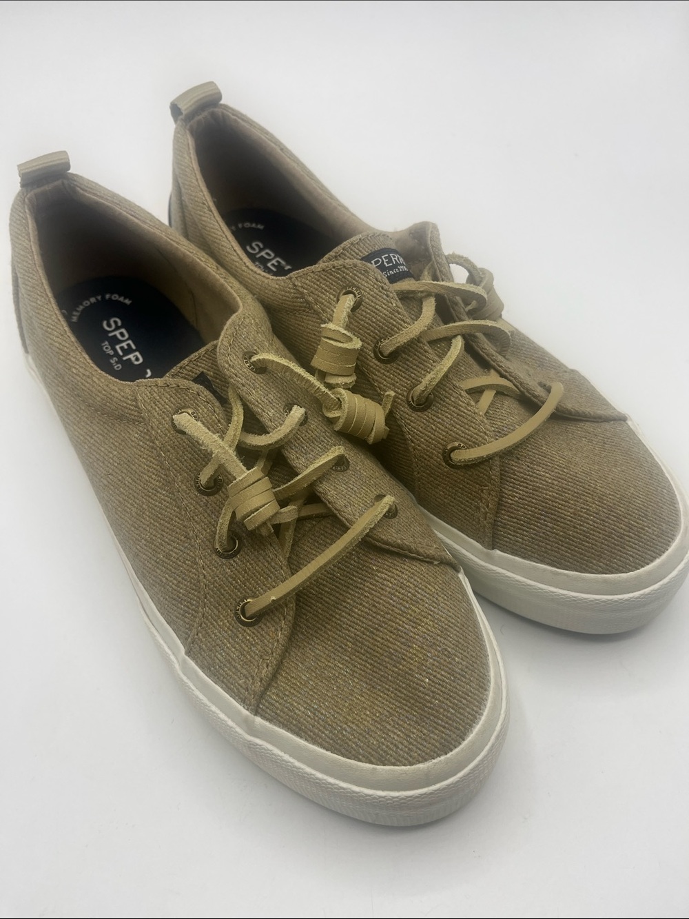Sperry Beige/Tan Canvas Low-Top Sneakers